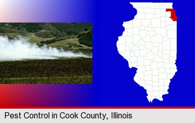 agricultural pest control; Cook County highlighted in red on a map