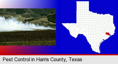 agricultural pest control; Harris County highlighted in red on a map