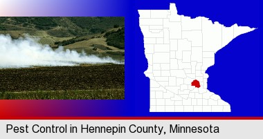 agricultural pest control; Hennepin County highlighted in red on a map