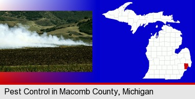 agricultural pest control; Macomb County highlighted in red on a map