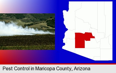 agricultural pest control; Maricopa County highlighted in red on a map
