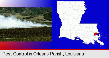 agricultural pest control; Orleans Parish highlighted in red on a map