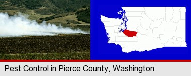 agricultural pest control; Pierce County highlighted in red on a map