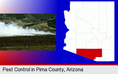 agricultural pest control; Pima County highlighted in red on a map