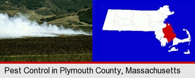 agricultural pest control; Plymouth County highlighted in red on a map