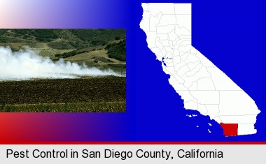 agricultural pest control; San Diego County highlighted in red on a map