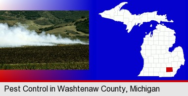 agricultural pest control; Washtenaw County highlighted in red on a map