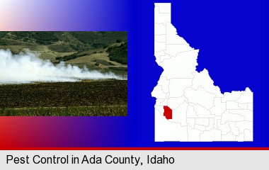 agricultural pest control; Ada County highlighted in red on a map