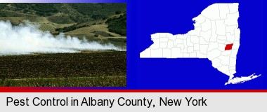 agricultural pest control; Albany County highlighted in red on a map