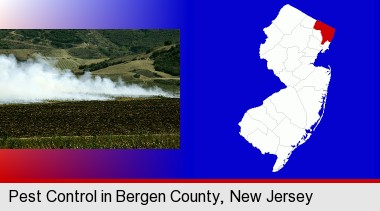 agricultural pest control; Bergen County highlighted in red on a map