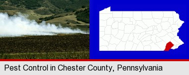 agricultural pest control; Chester County highlighted in red on a map