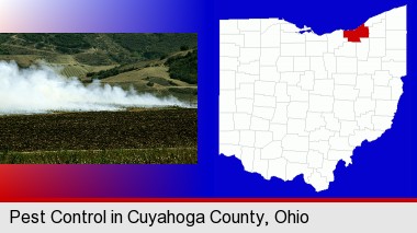 agricultural pest control; Cuyahoga County highlighted in red on a map