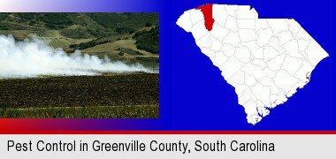 agricultural pest control; Greenville County highlighted in red on a map