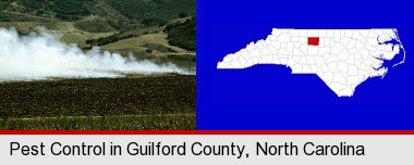 agricultural pest control; Guilford County highlighted in red on a map