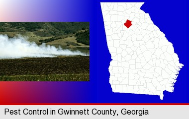 agricultural pest control; Gwinnett County highlighted in red on a map