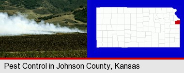 agricultural pest control; Johnson County highlighted in red on a map