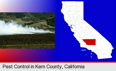 agricultural pest control; Kern County highlighted in red on a map