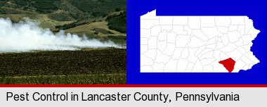 agricultural pest control; Lancaster County highlighted in red on a map