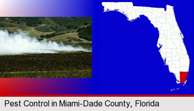 agricultural pest control; Miami-Dade County highlighted in red on a map