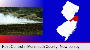agricultural pest control; Monmouth County highlighted in red on a map