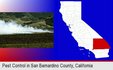 agricultural pest control; San Bernardino County highlighted in red on a map