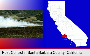 agricultural pest control; Santa Barbara County highlighted in red on a map