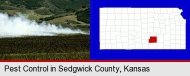 agricultural pest control; Sedgwick County highlighted in red on a map