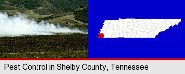agricultural pest control; Shelby County highlighted in red on a map