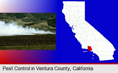 agricultural pest control; Ventura County highlighted in red on a map
