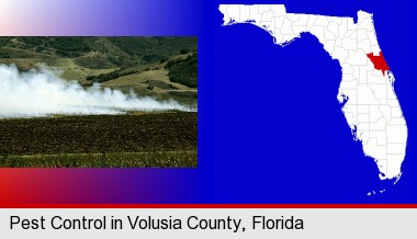 agricultural pest control; Volusia County highlighted in red on a map